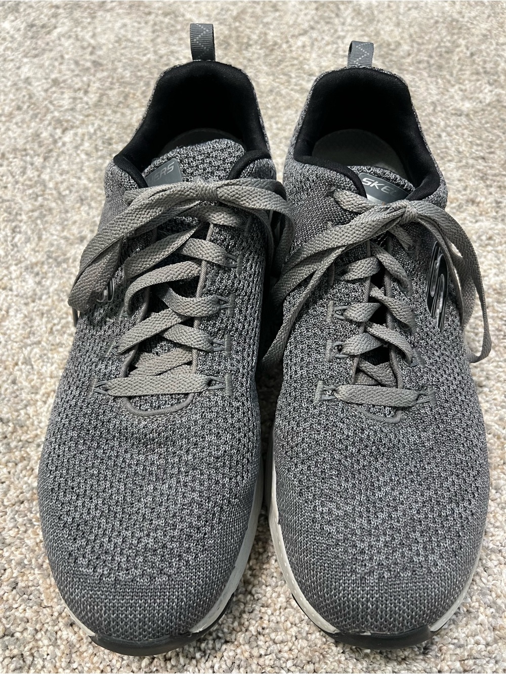 Skechers Men's Charcoal Knit Lace-Up Athletic Sneakers